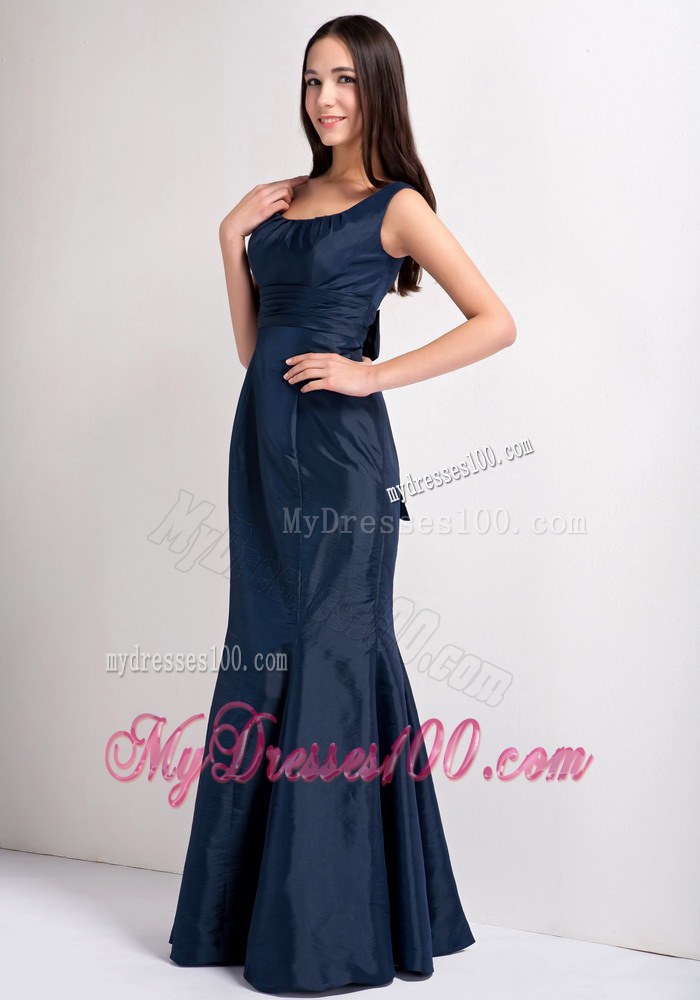 Beautiful Navy Blue Mermaid Scoop Wide Straps 2013 Wedding Guest Dress Floor-length