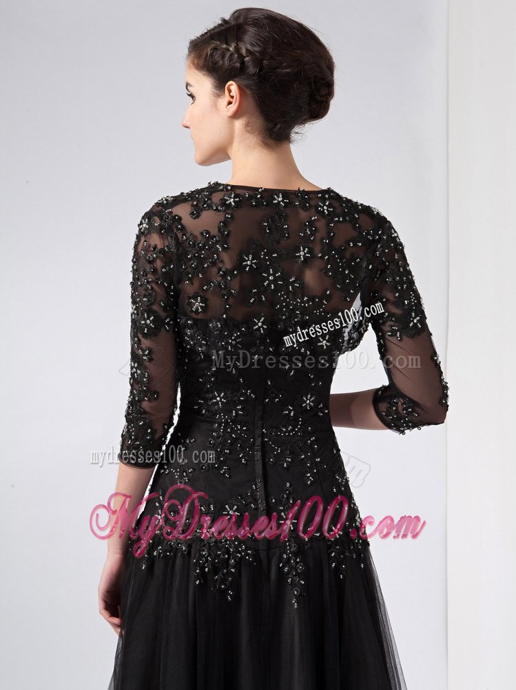 Customize Black Column Sweetheart Beading Wedding Guest Dress Ankle-length