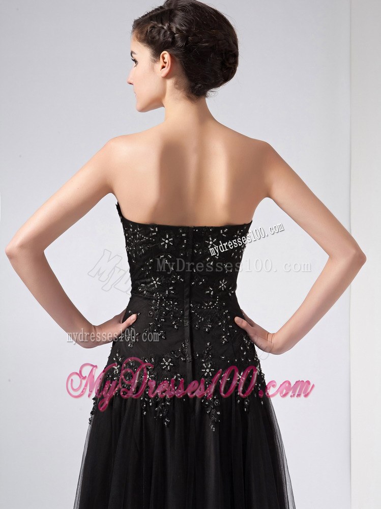 Customize Black Column Sweetheart Beading Wedding Guest Dress Ankle-length