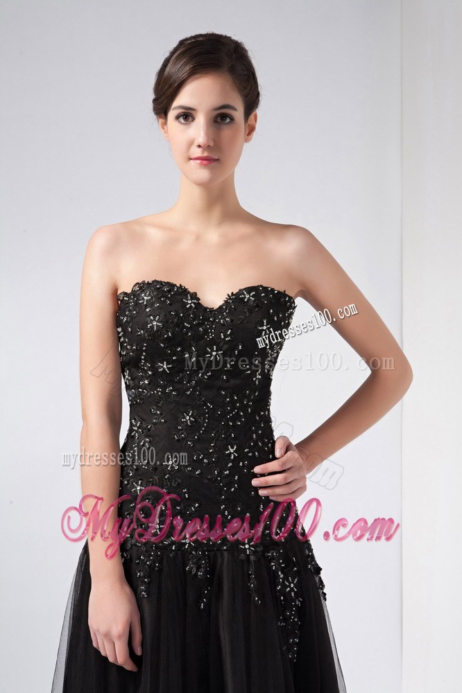 Customize Black Column Sweetheart Beading Wedding Guest Dress Ankle-length
