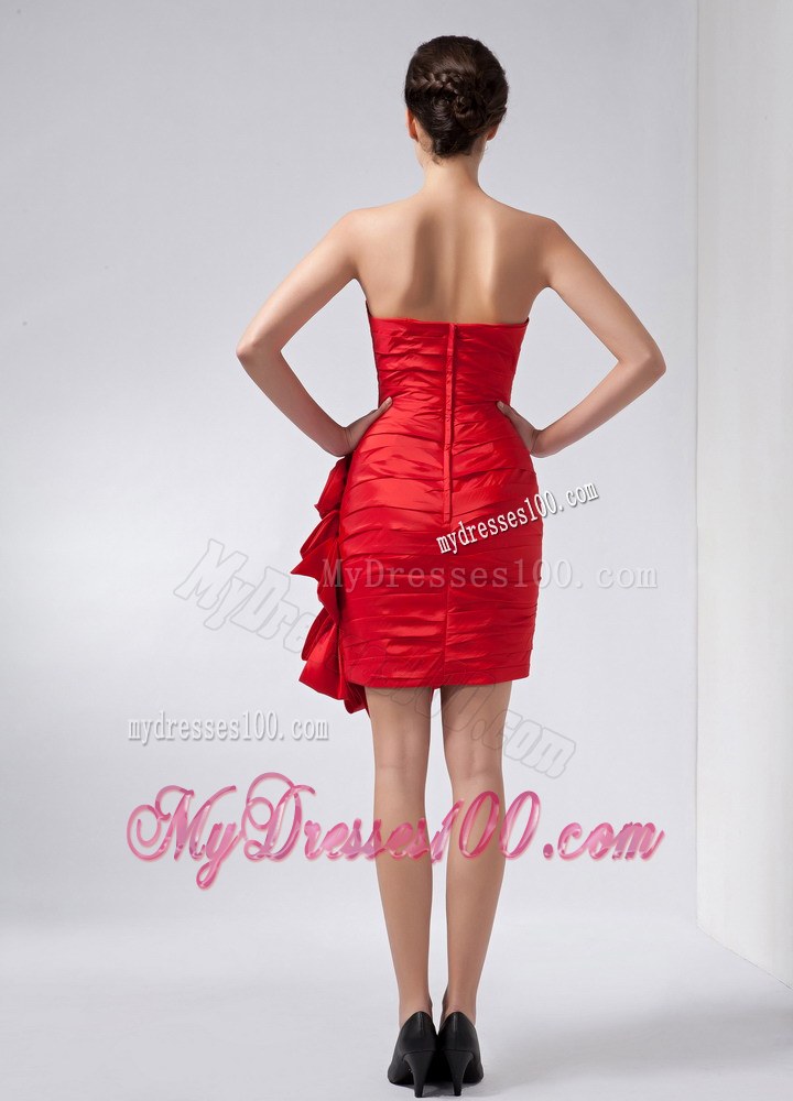 Red Column Mother of the Bride Dress Sweetheart Hand Made Flowers Mini-length