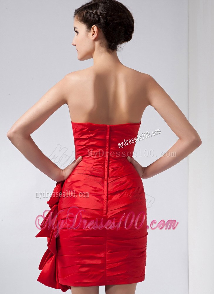 Red Column Mother of the Bride Dress Sweetheart Hand Made Flowers Mini-length