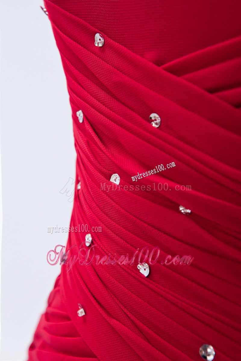 Elegant Wine Red Empire Scoop Short Sleeves Wedding Guest Dress Beading Floor-length