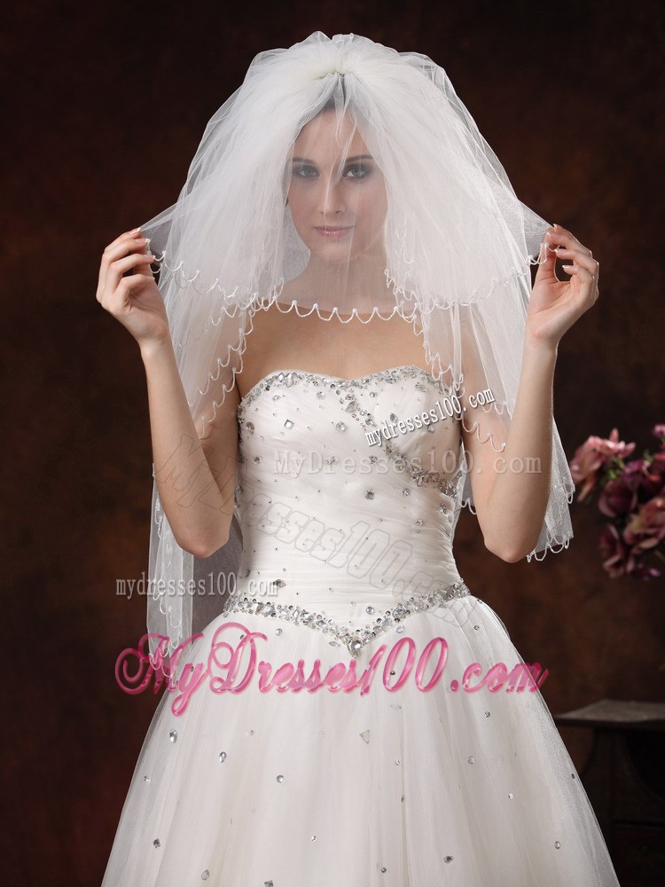 2012 Inspired 4-Layer White Bridal Veil On Sale