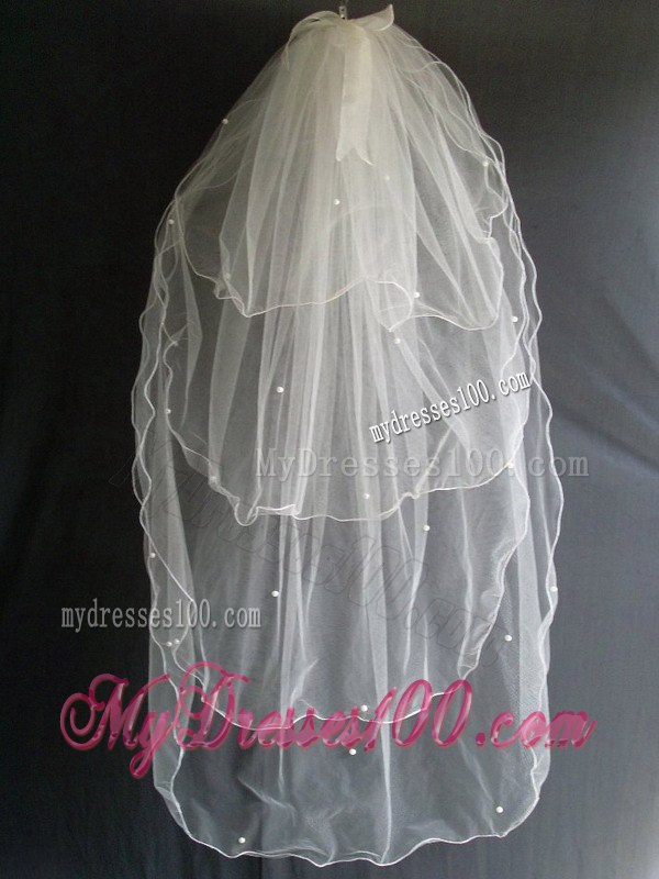Beading Four Layers Tulle Fashionable Wedding Veil