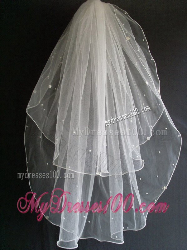 Beading Tulle Two Layers Wedding Veil