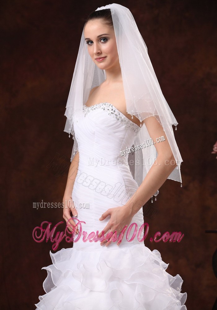 Beautiful Beading Tulle Bridal Veil For Wedding
