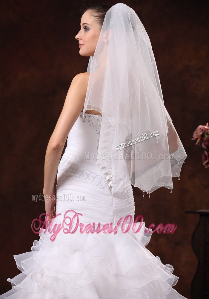 Beautiful Beading Tulle Bridal Veil For Wedding