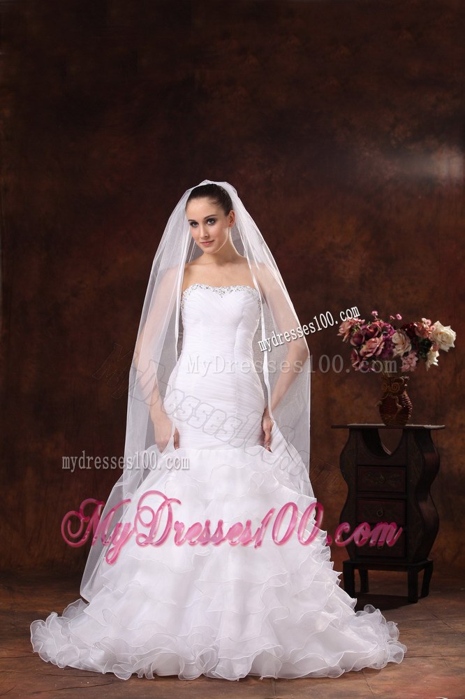 Classical White Organza Veil For Wedding