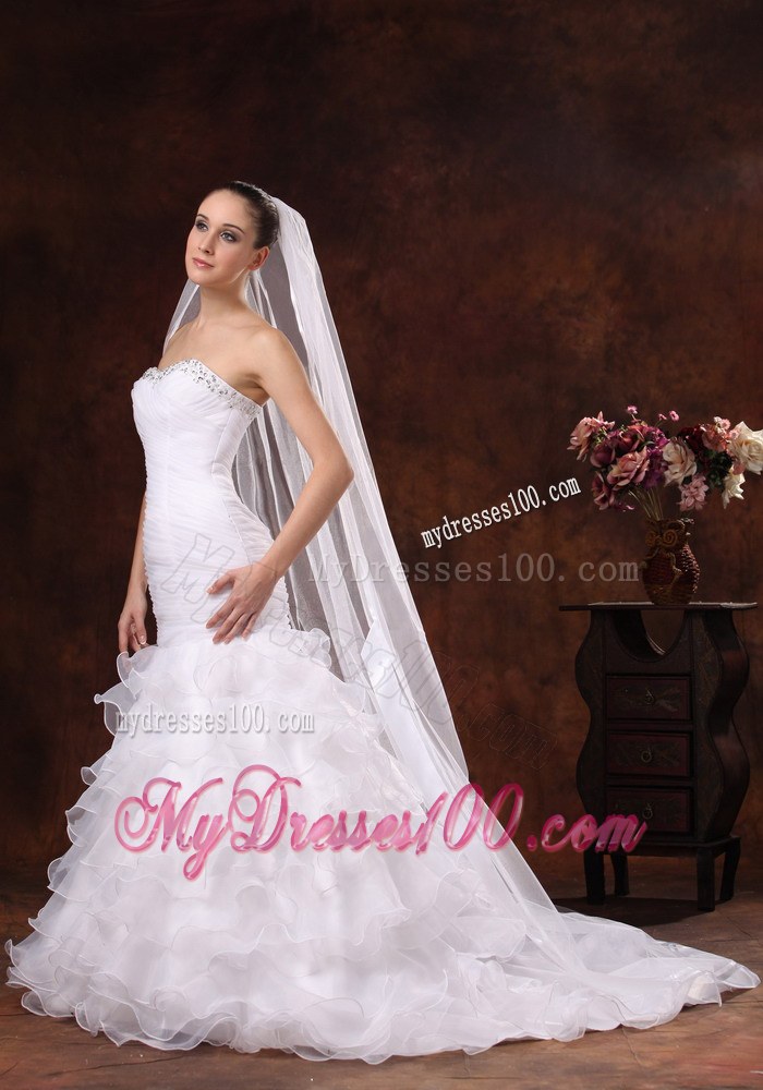 Classical White Organza Veil For Wedding