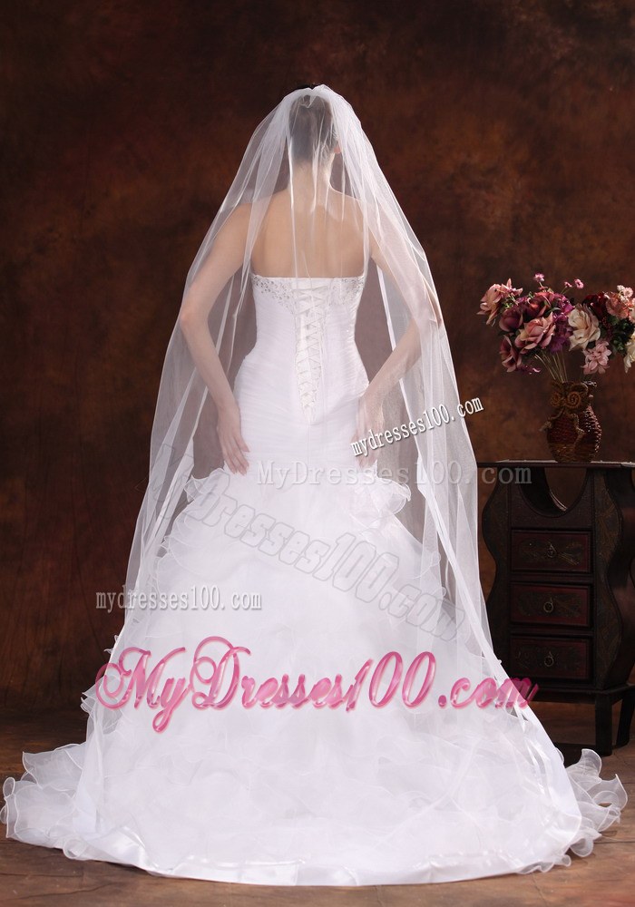 Classical White Organza Veil For Wedding