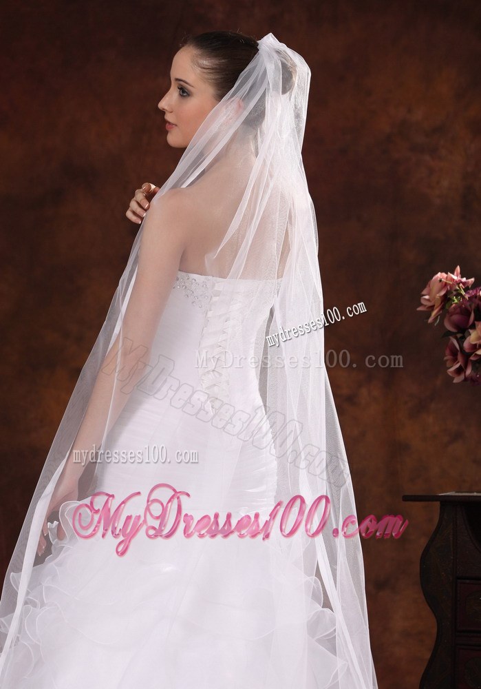 Classical White Organza Veil For Wedding