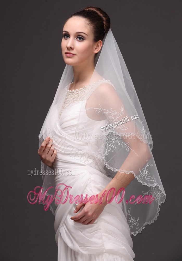 Embroidery Tulle Beautiful Bridal Veils For Wedding