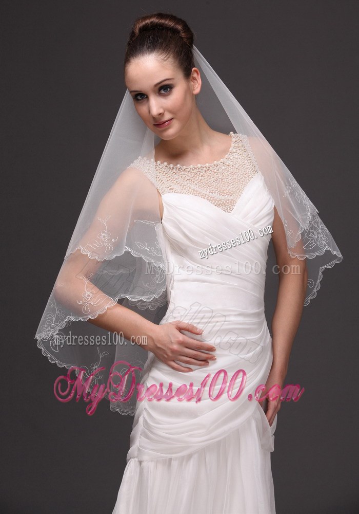 Embroidery Tulle Beautiful Bridal Veils For Wedding