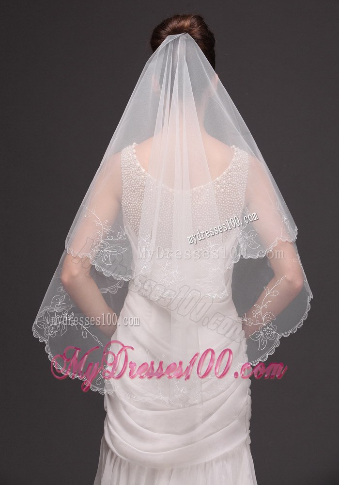 Embroidery Tulle Beautiful Bridal Veils For Wedding