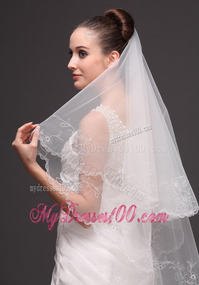 Embroidery Tulle Beautiful Bridal Veils For Wedding