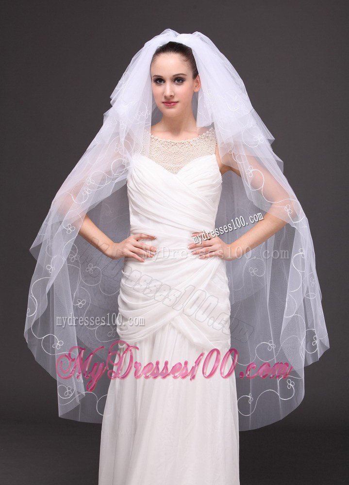 Embroidery With Tulle Bridal Veil On Sale