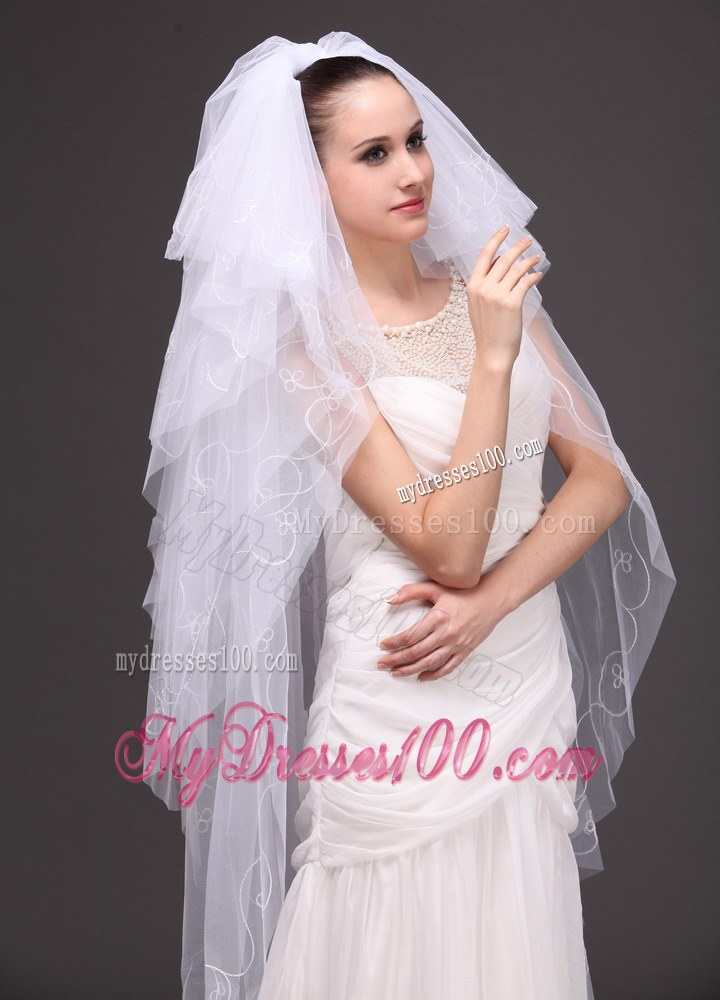 Embroidery With Tulle Bridal Veil On Sale