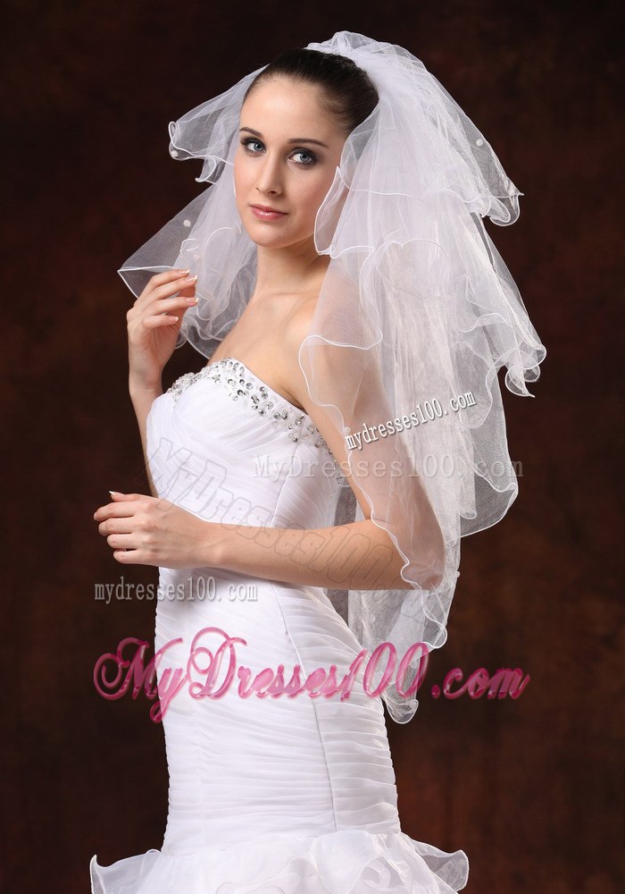 Four-tier Elbow Wedding Veil With Pencil Edge