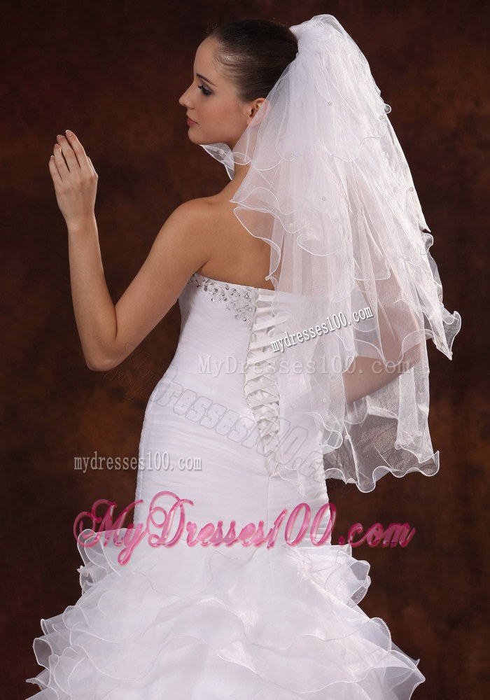 Four-tier Elbow Wedding Veil With Pencil Edge