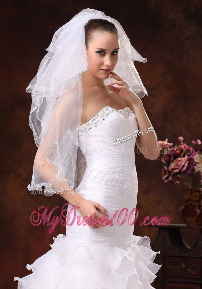 Four-tier Elbow Wedding Veil With Pencil Edge