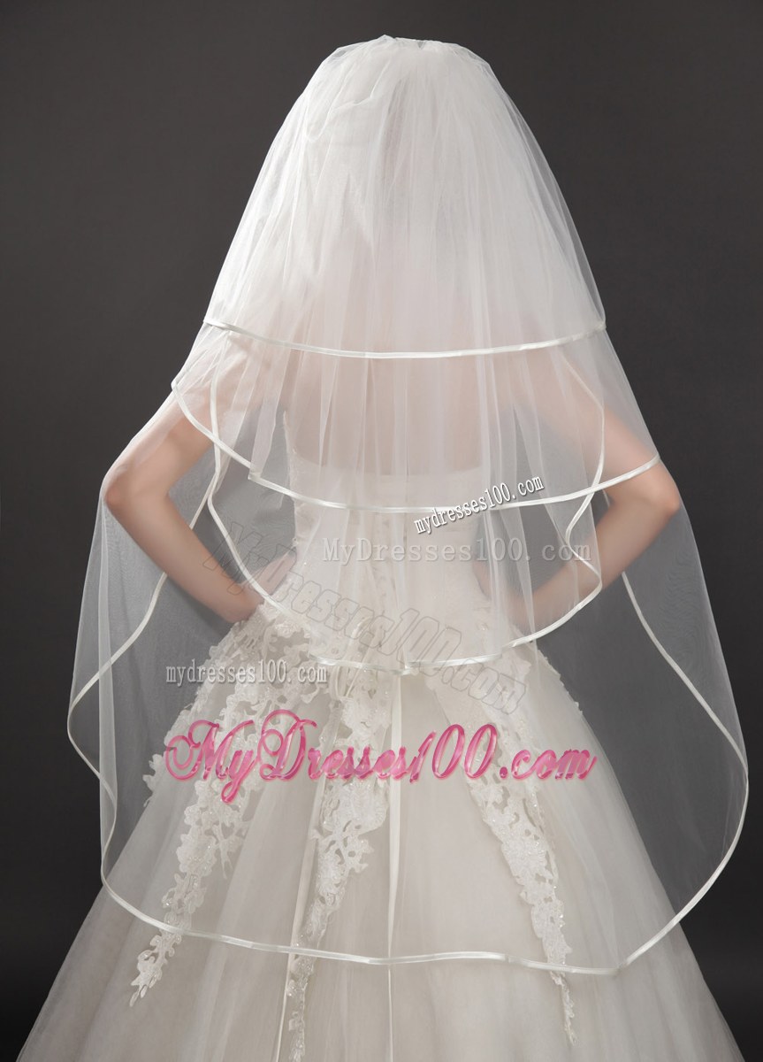 Four-tier Tulle Ribbon Edge Wedding Veil On Sale