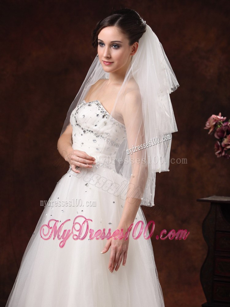 Gorgeous Pearl Trim Edge Tulle Bridal Veil