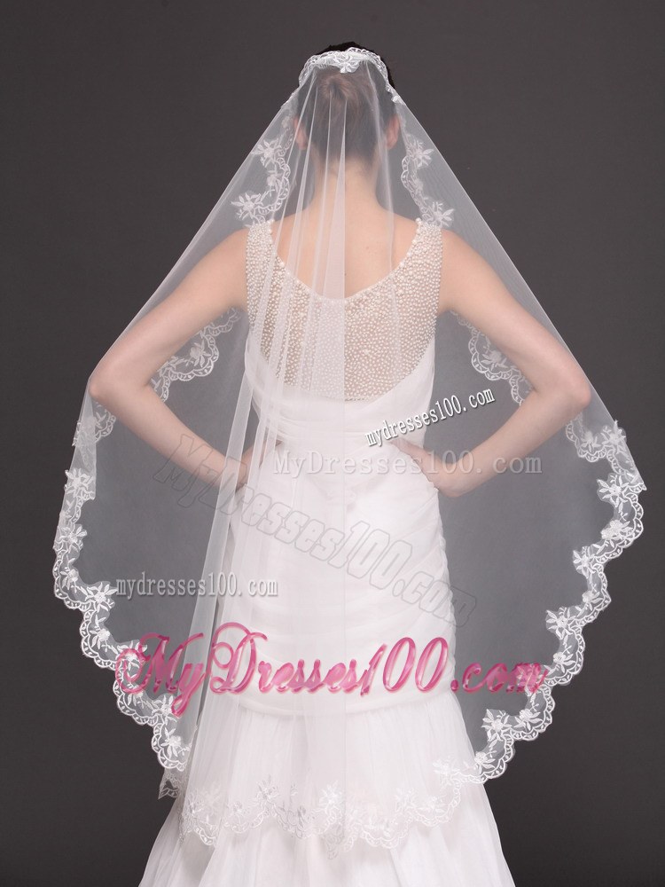 Hot Selling Tulle With Appliques One-tier Wedding Veil
