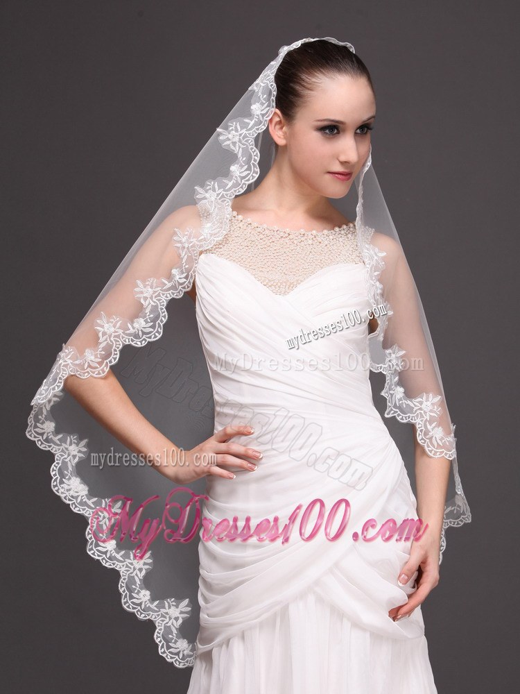 Hot Selling Tulle With Appliques One-tier Wedding Veil