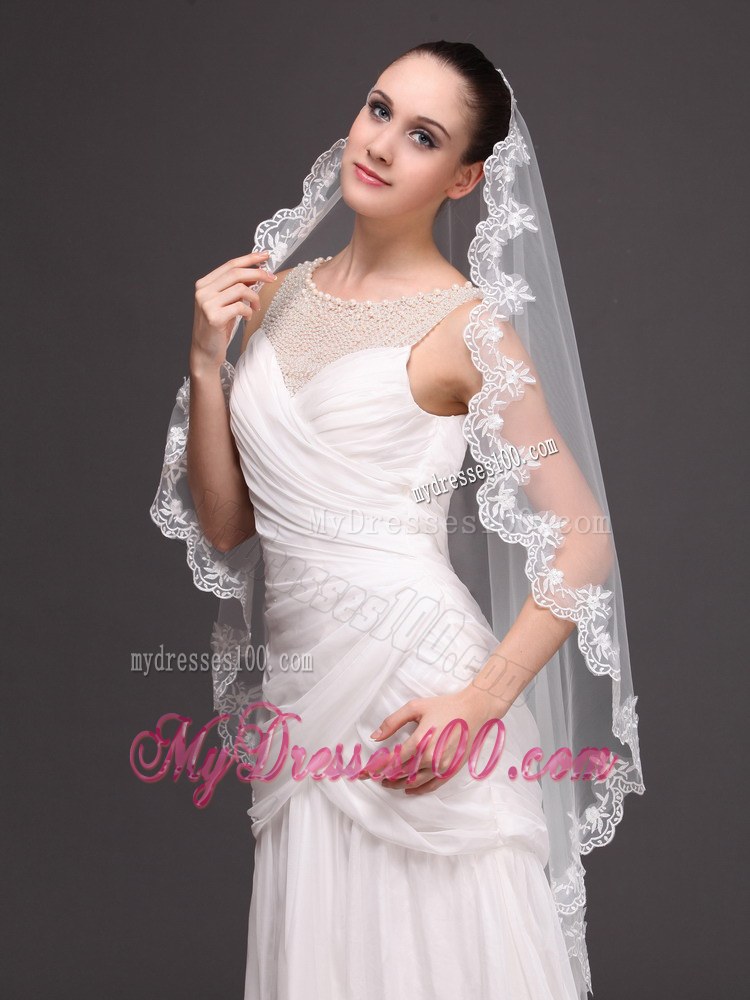 Hot Selling Tulle With Appliques One-tier Wedding Veil