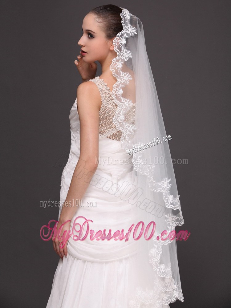 Hot Selling Tulle With Appliques One-tier Wedding Veil