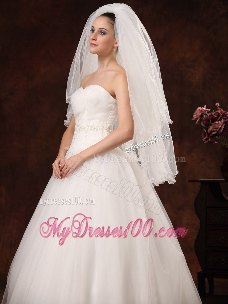Inspired Layer Ribbon Edge Organza Bridal Veil