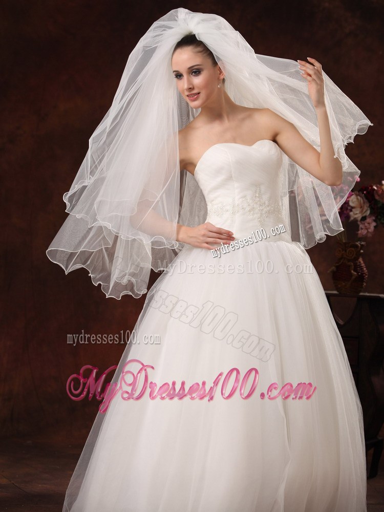 Inspired Layer Ribbon Edge Organza Bridal Veil