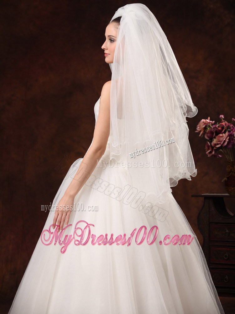 Inspired Layer Ribbon Edge Organza Bridal Veil