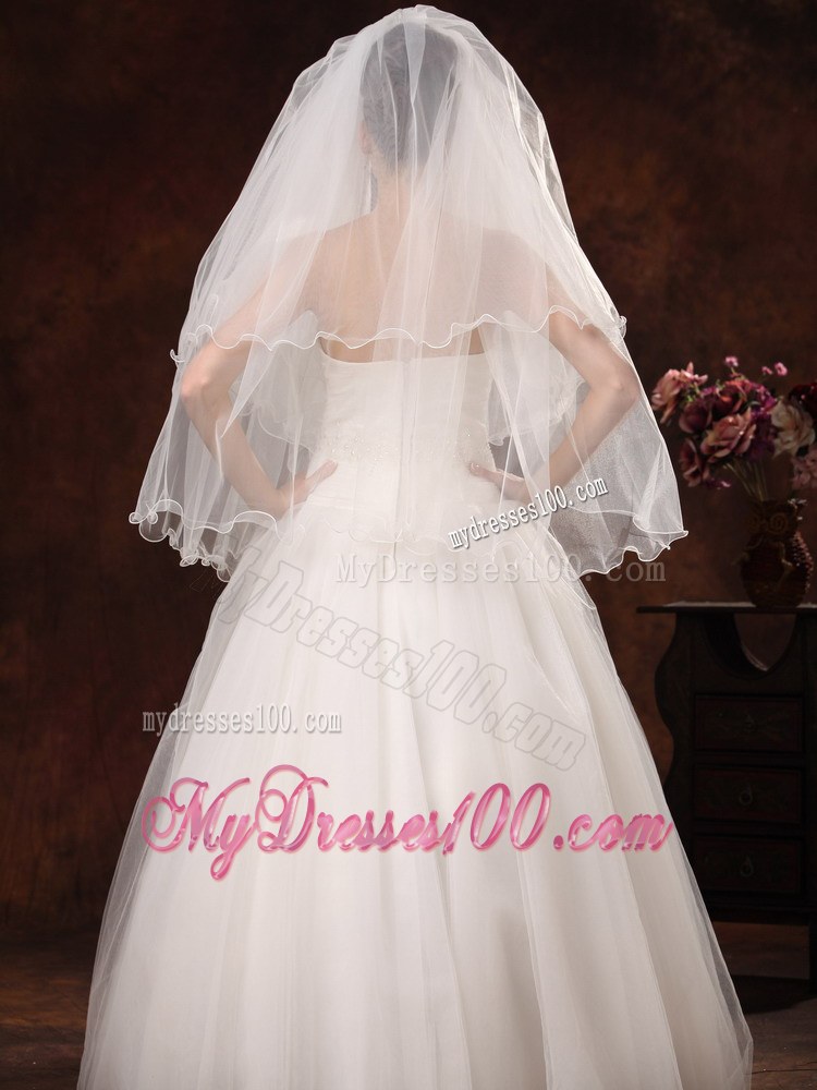 Inspired Layer Ribbon Edge Organza Bridal Veil