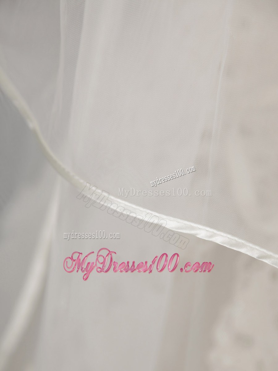 Inspired Layer Ribbon Edge Organza Bridal Veil