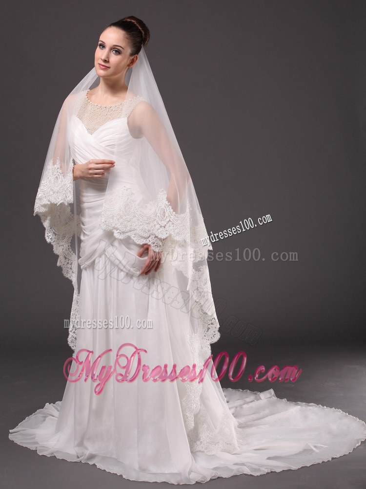 Lace Appliques One-tier Cathedral Tulle Graceful Wedding Veil