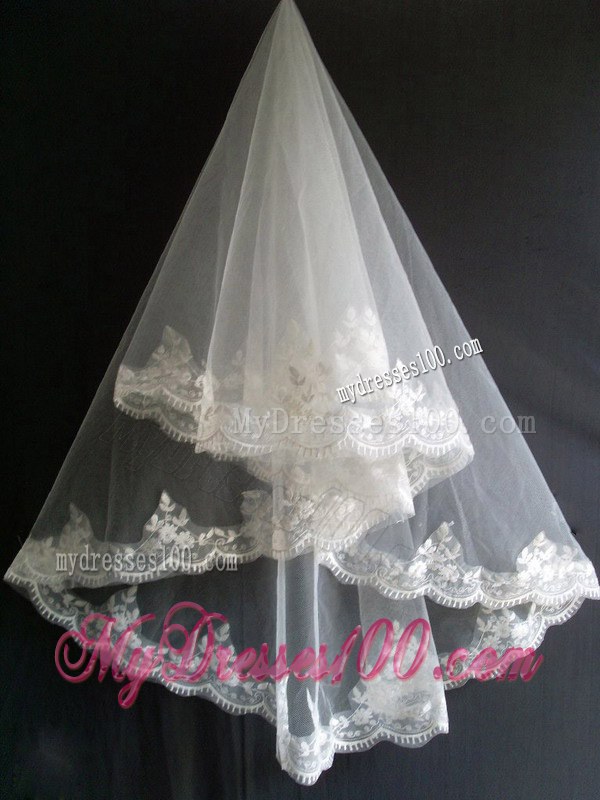 Lace Appliques Tulle Beautiful Wedding Veil