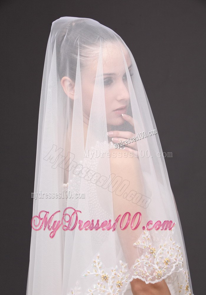 Lace Appliques Tulle Bridal Veils For Wedding