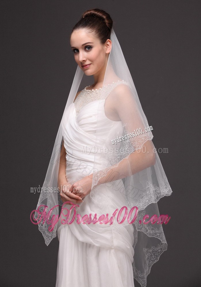 Lace Appliques Tulle Fashionable Bridal Veils For Wedding