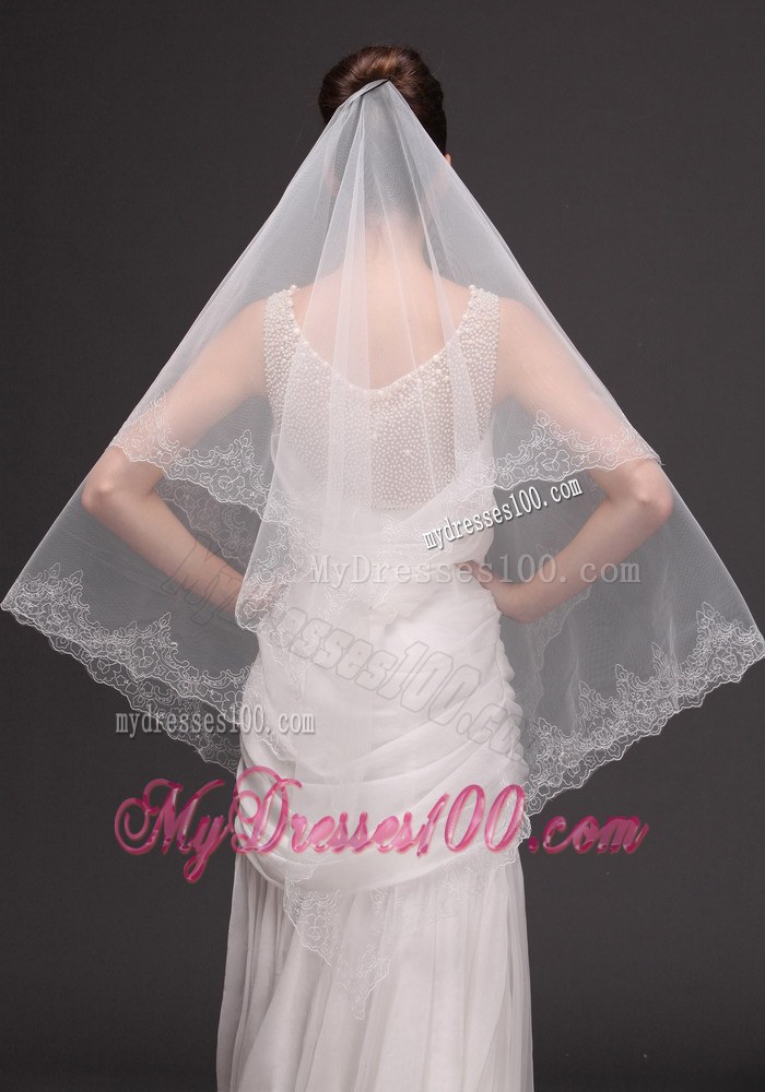 Lace Appliques Tulle Fashionable Bridal Veils For Wedding