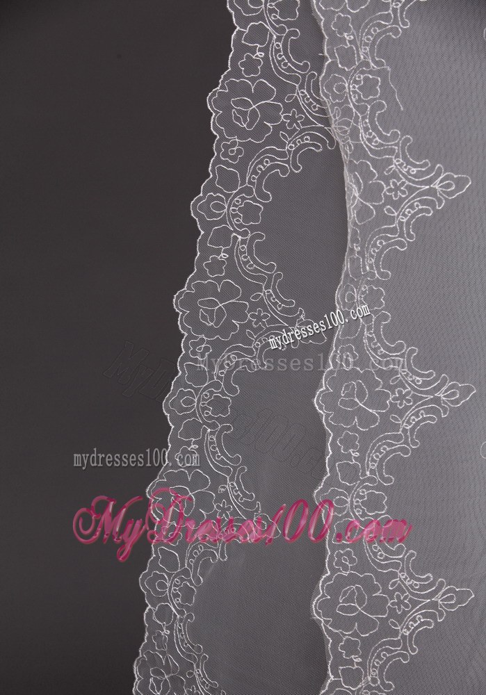 Lace Appliques Tulle Fashionable Bridal Veils For Wedding