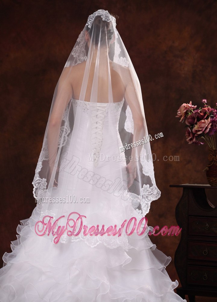Lace Appliques Tulle Graceful Wedding Veil
