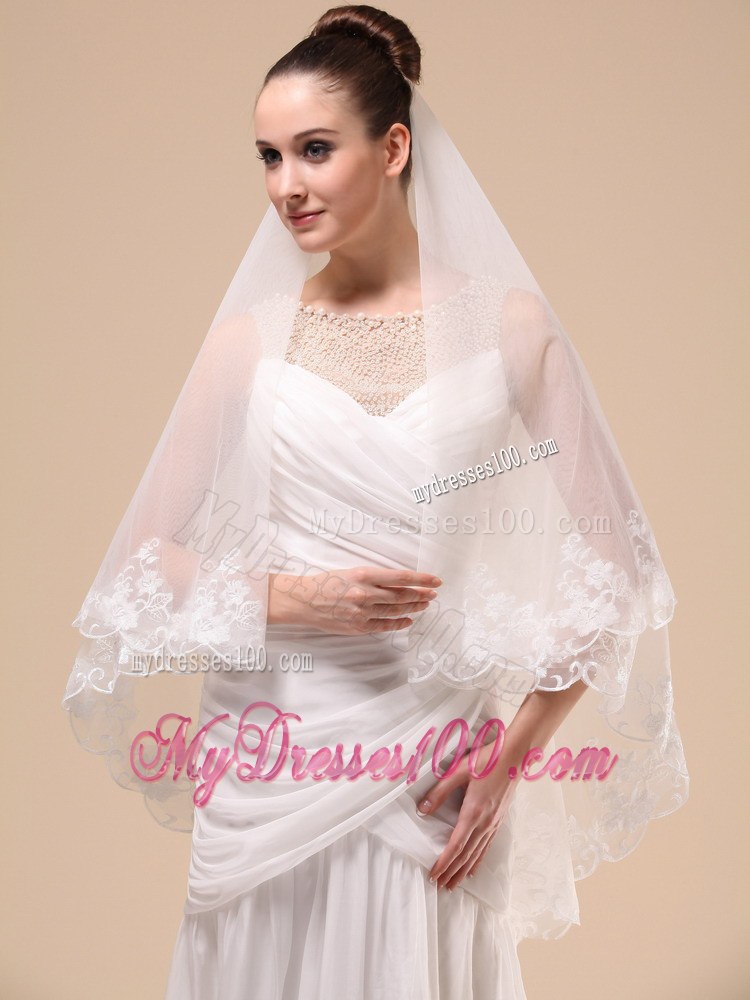 Lace Appliques Tulle Graceful Wedding Veil