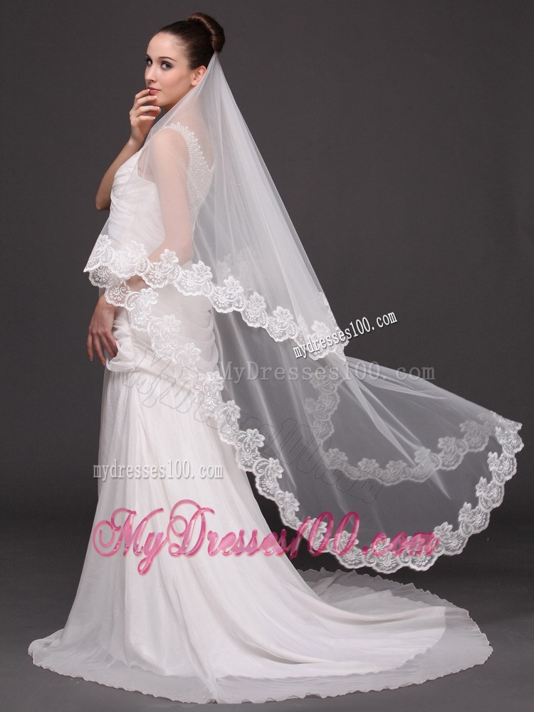 Lace Appliques Tulle Graceful Wedding Veil
