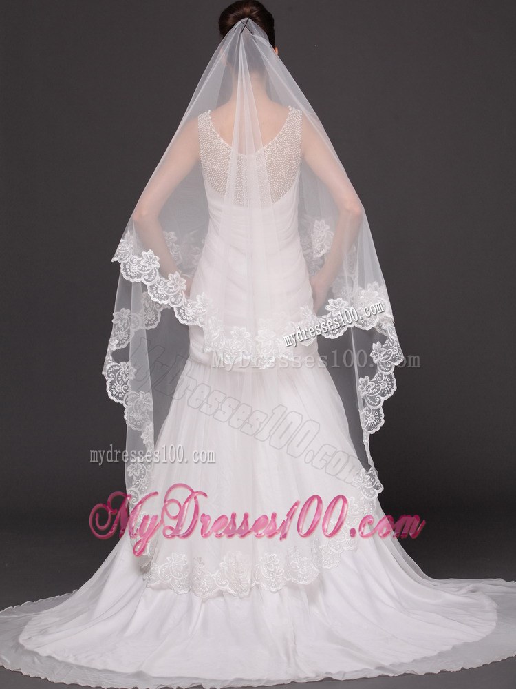 Lace Appliques Tulle Graceful Wedding Veil