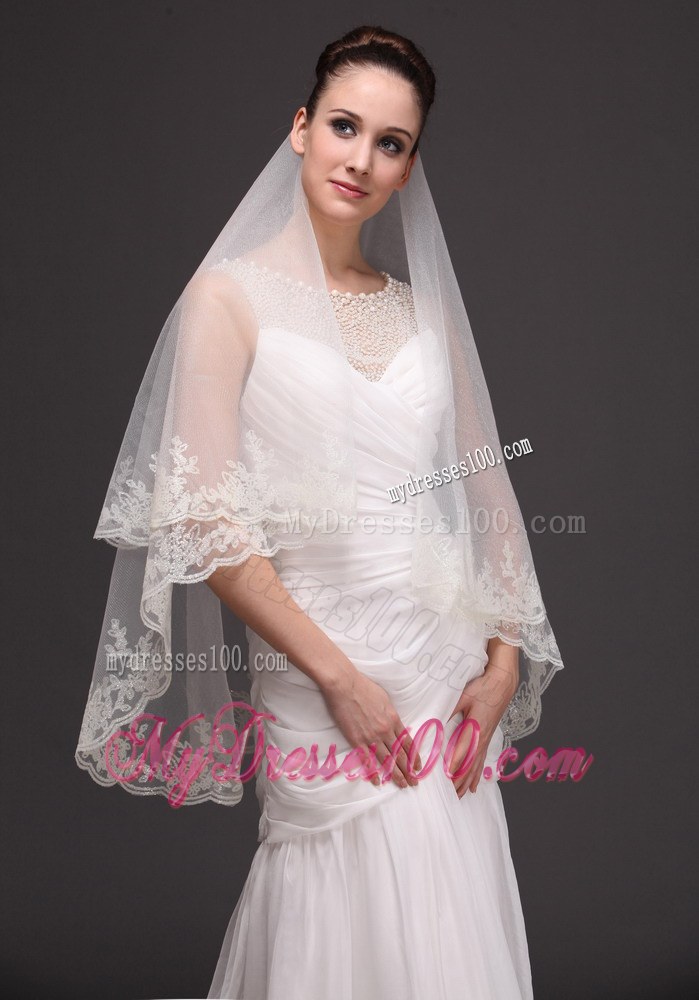 Lace Tulle Discount Bridal Veils For Wedding