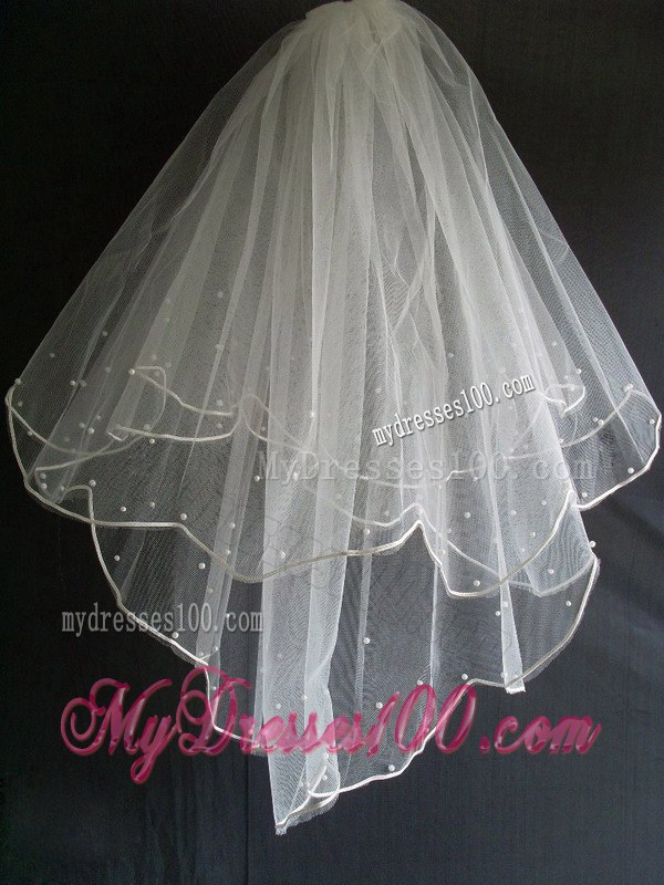 Little Pearl Decorate Tulle Wedding Veil