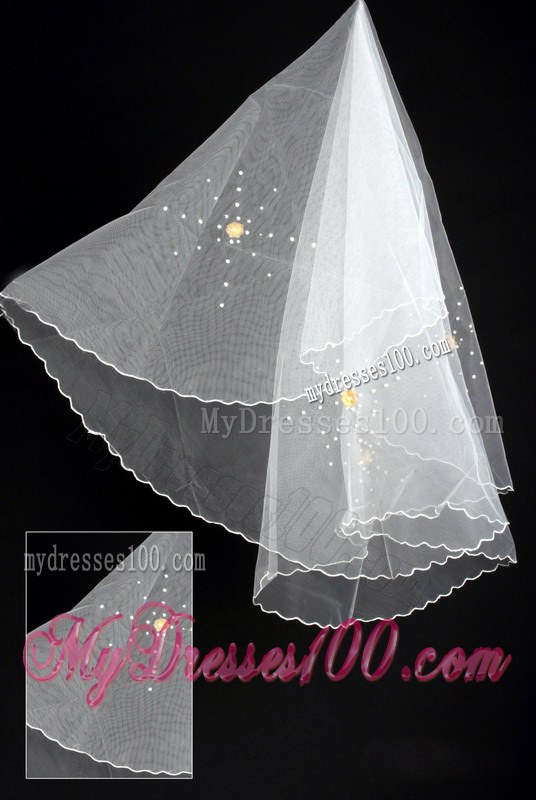 Organza Imitation Pearls Bridal Veil