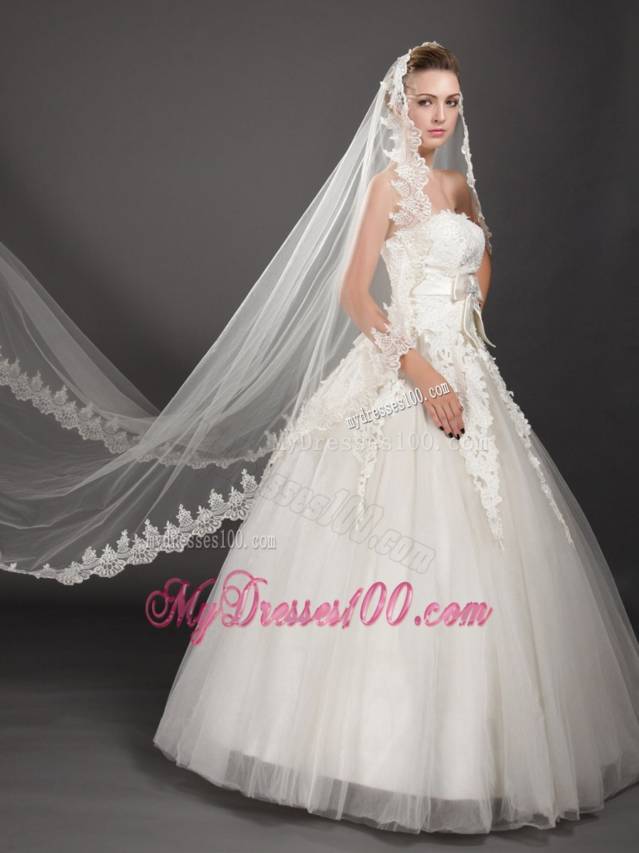 Perfect Lace Appliques Edge Organza Wedding Veil